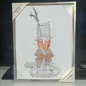 New Louis Vuitton Champagne Glass Art with Sparking  Gold and Orange Accents